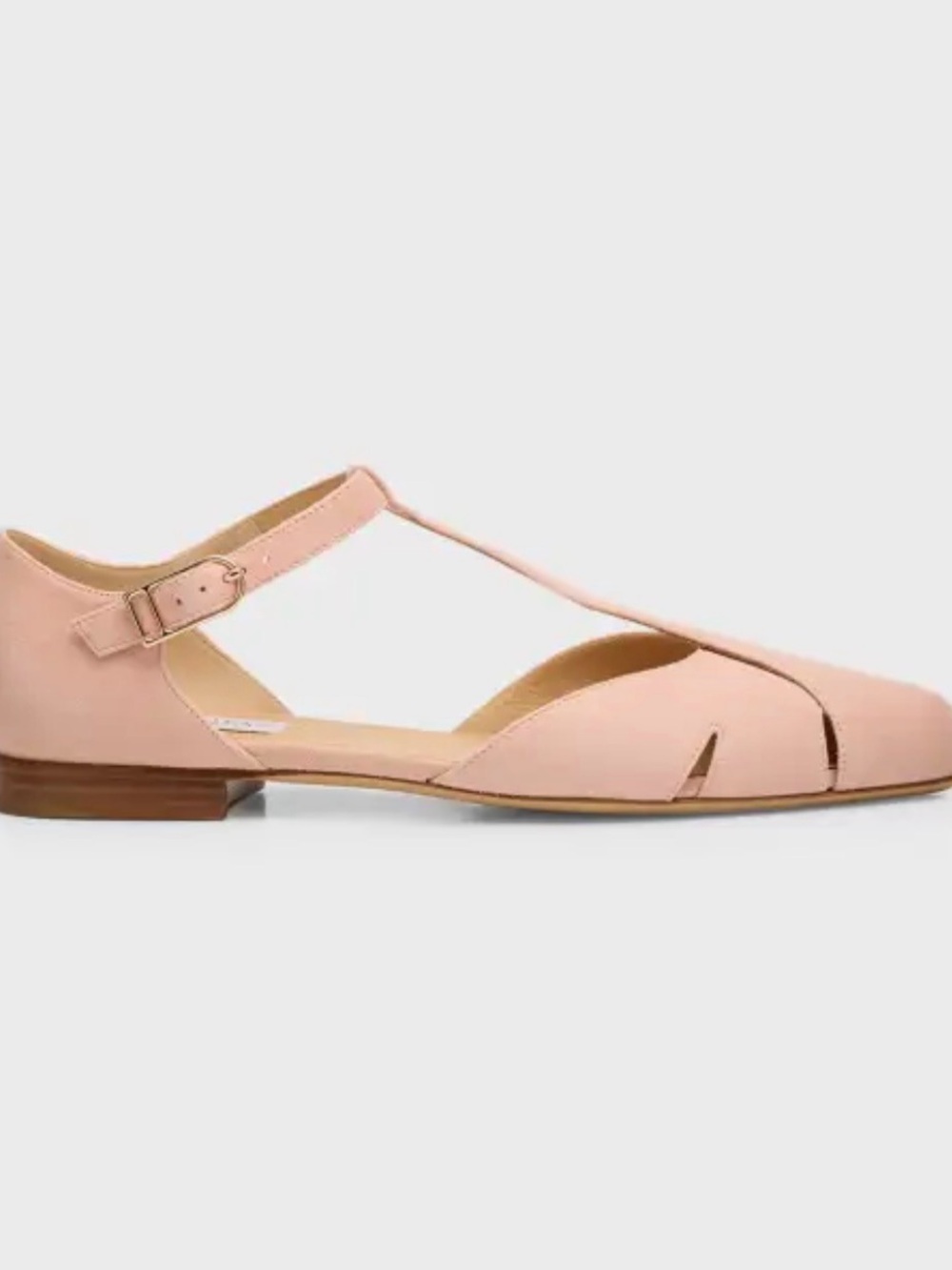 Gabriela Hearst Blush Pink T-Strap Leather Flats